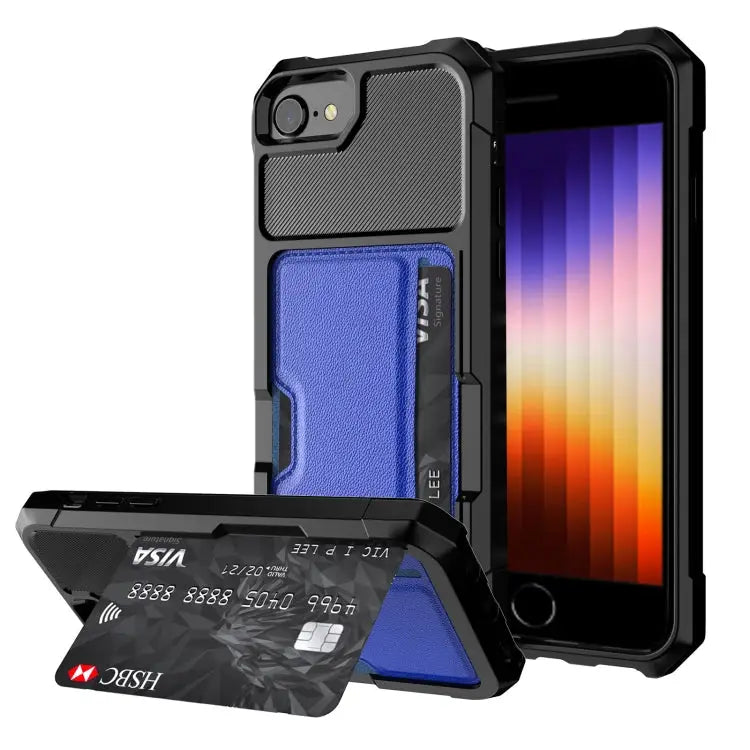 ZM02 Card Slot Holder Phone Case For iPhone SE 2022 / SE 2020 / 8 / 7 For iPhone 8 Plus / 7 Plus For iPhone XS / X
